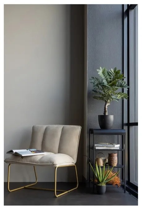 Бежов фотьойл със златиста основа Fie Fire - WOOOD