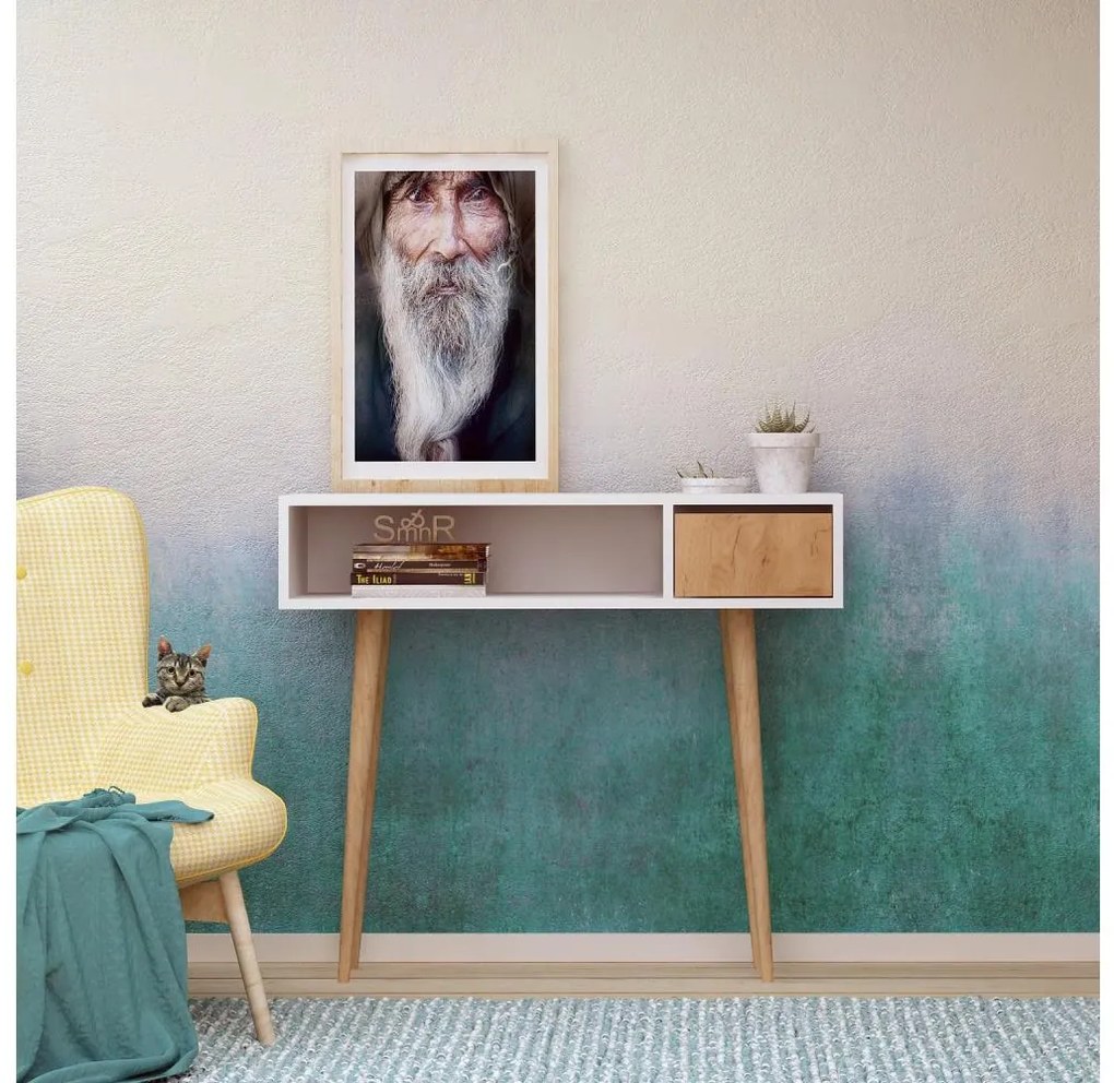 Конзолна масичка KIOGI 94x100 cm бяла/бежова