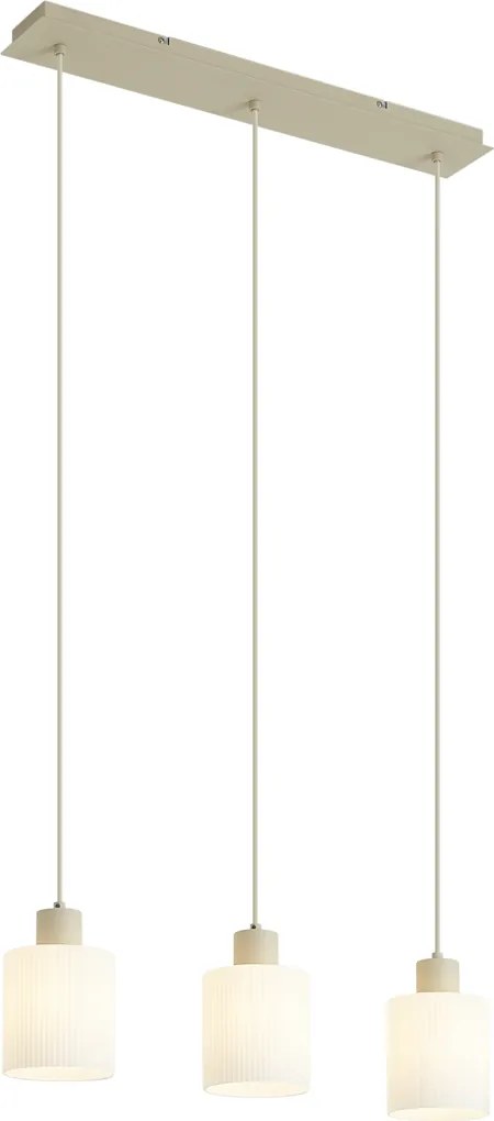 Скандинавска висяща лампа бежова с бяло стъкло 3 светлини - Wisp