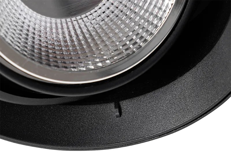 Модерен вграден прожектор черен GU10 AR111 кръгъл без рамка - Oneon