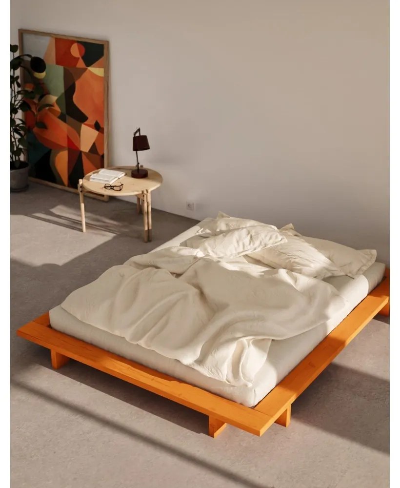 Оранжево двойно легло 160x200 cm от масивен бор без табла с включена подматрачна рамка Japan – Karup Design