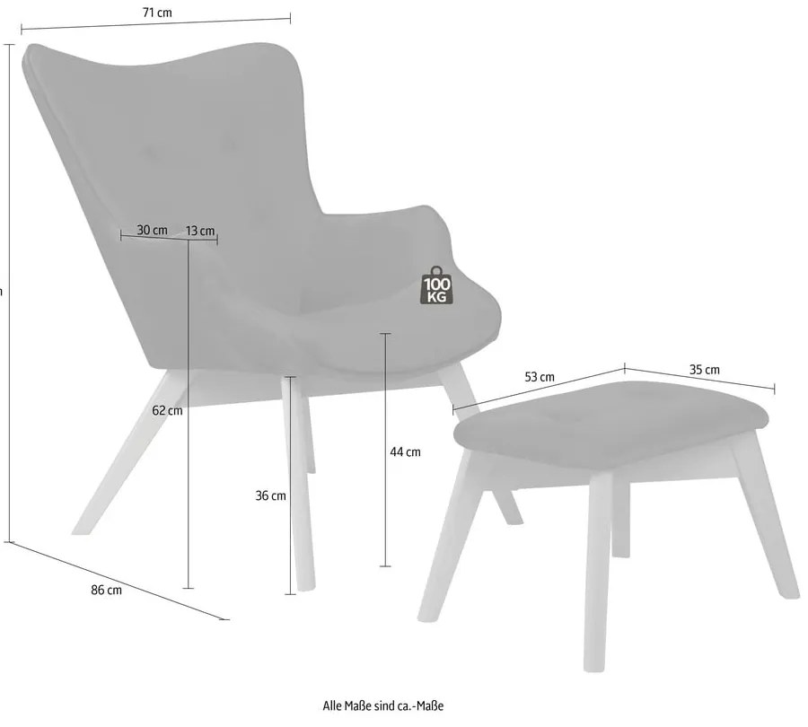 Червен кадифен фотьойл с табуретка Niko – Ropez