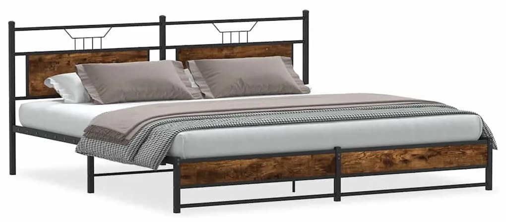 3325111 vidaXL Метална рамка за легло, без матрак, опушен дъб, 193x201 см