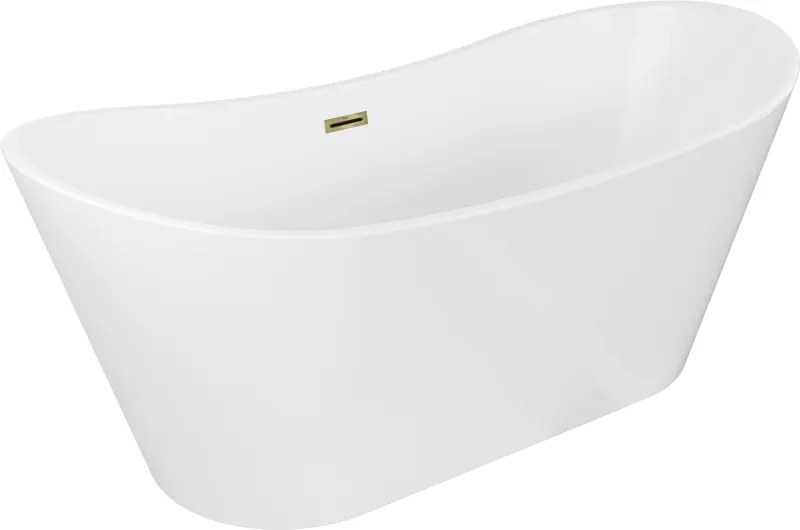Mexen Montana свободностояща вана 170 x 80 см, бяла, златен преливник - 52011708000-50