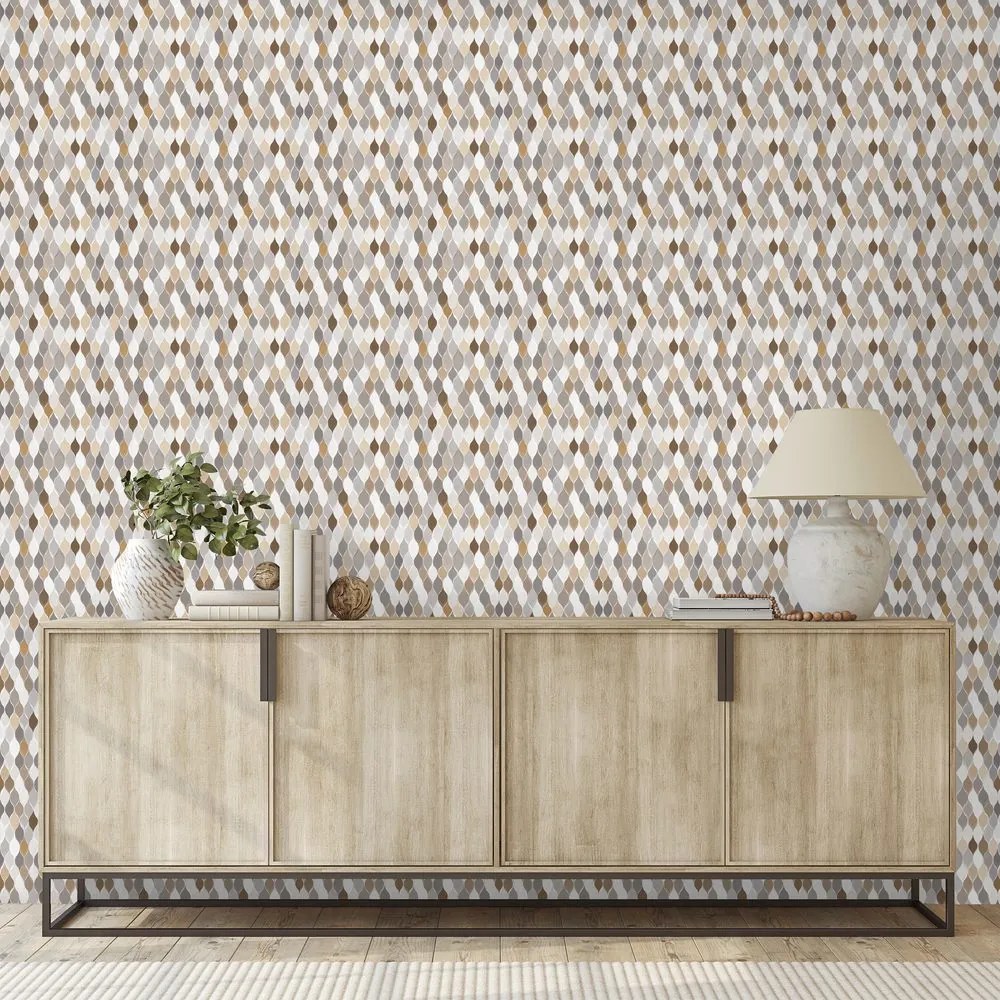 Тапет – Кафяво-бежова геометрия на сиво