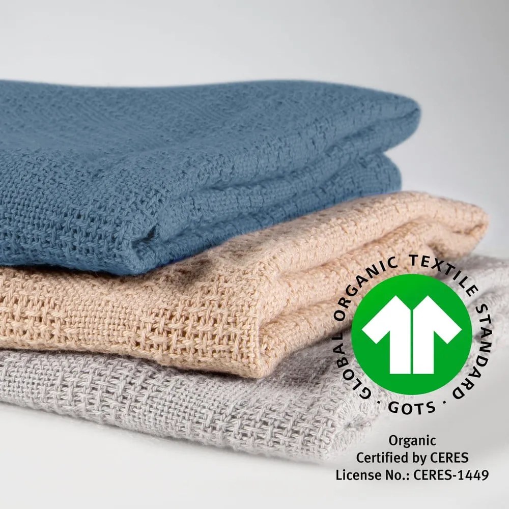 Бежово памучно плетено бебешко одеяло 80x80 cm Frosty Almond – Roba