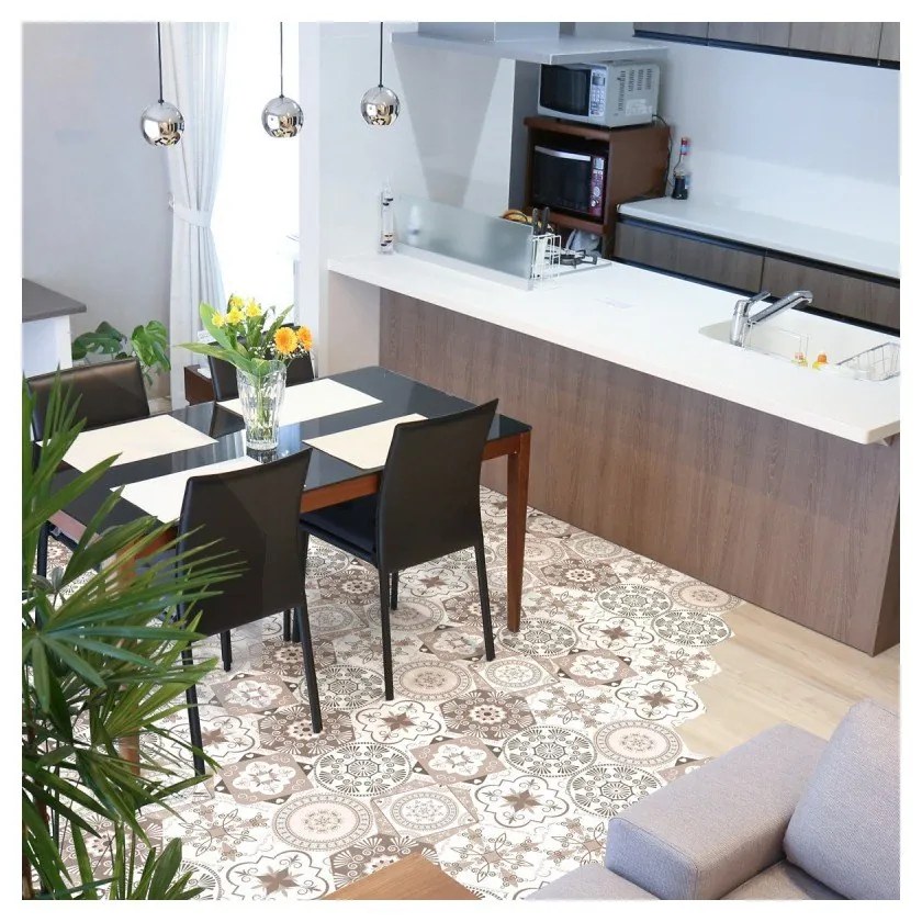 Комплект от 10 стикера за под Стикери за под Шестоъгълници , 40 x 90 cm Cornalina - Ambiance