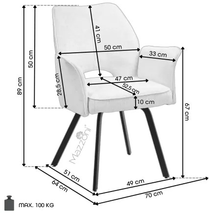 ТУЛИП Светло бежово (тъкан UF980-02) - МОДЕРЕН ТАПИЦИРАН СТОЛ С ПОДЛАКЪТНИЦИ ЗА ДНЕВНА/ТРАПЕЗАРИЯ/ОФИС ЛОФТ