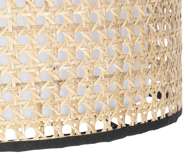 Рустикална подова лампа черна с ратан абажур - Kata