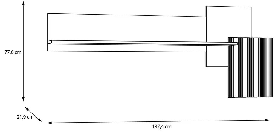 ПАНО С РАФТ СКУЕЪР С LED-ОСВЕТЛЕНИЕ 187,4/21,9/77,6 СМ