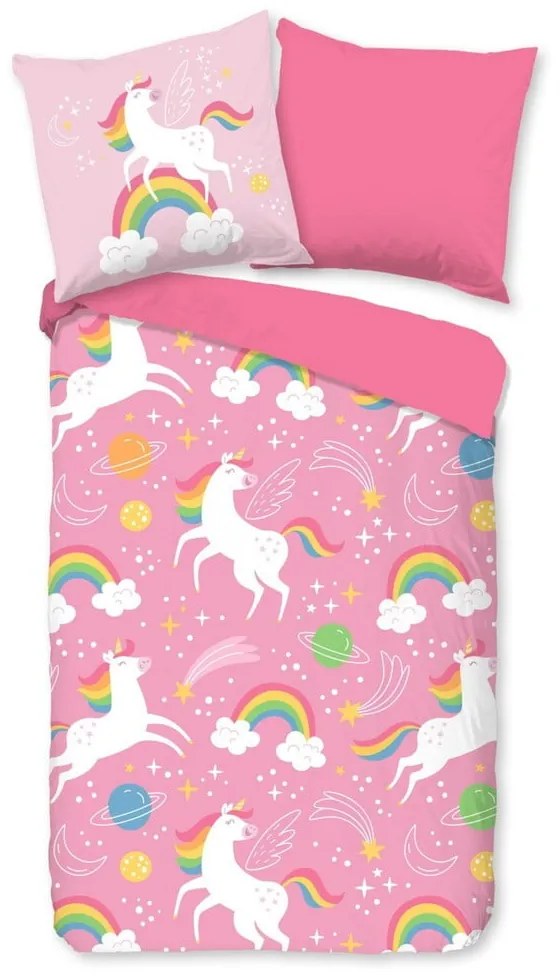 Розово единично детско спално бельо от микрофибър 140x200 cm – Good Morning