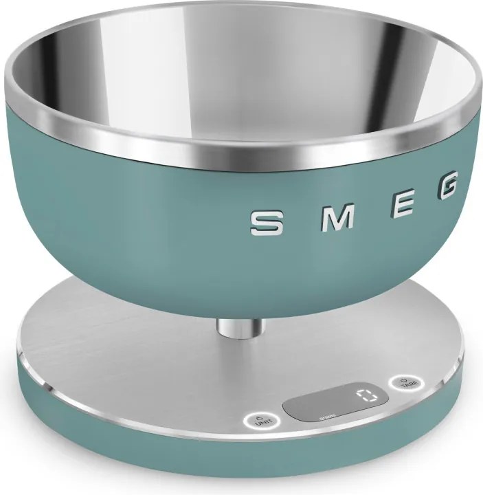 Кухненска везна Smeg Collezione KSC01EGMWW, До 5 кг/5 л, ТАРА, LED дисплей, Противоплъзгаща се основа, Автономия до 36 часа, Изумрудено зелен