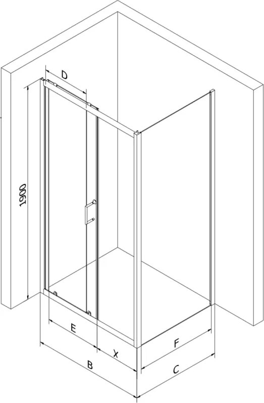 Mexen Apia плъзгаща се душ кабина 100 x 80 см, прозрачна, хром + корито Рио