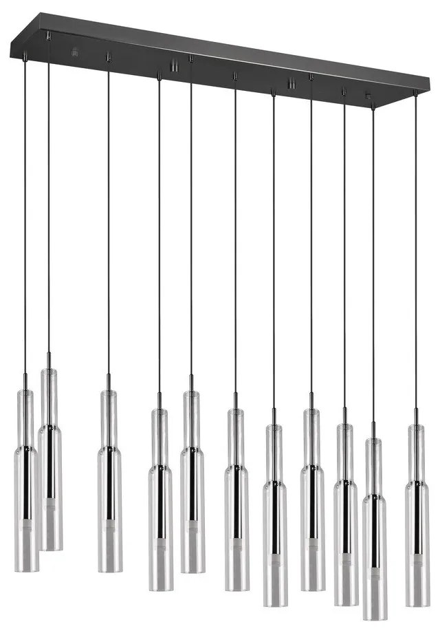 LED висящо осветително тяло със стъклен абажур в черно-сребристо Lucent - Trio Select