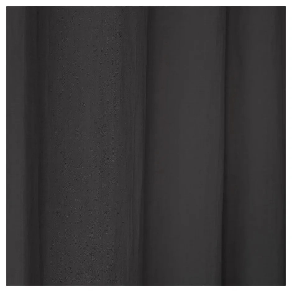 Тъмносива ленена завеса с примки Night Time, 250 x 140 cm - Linen Tales