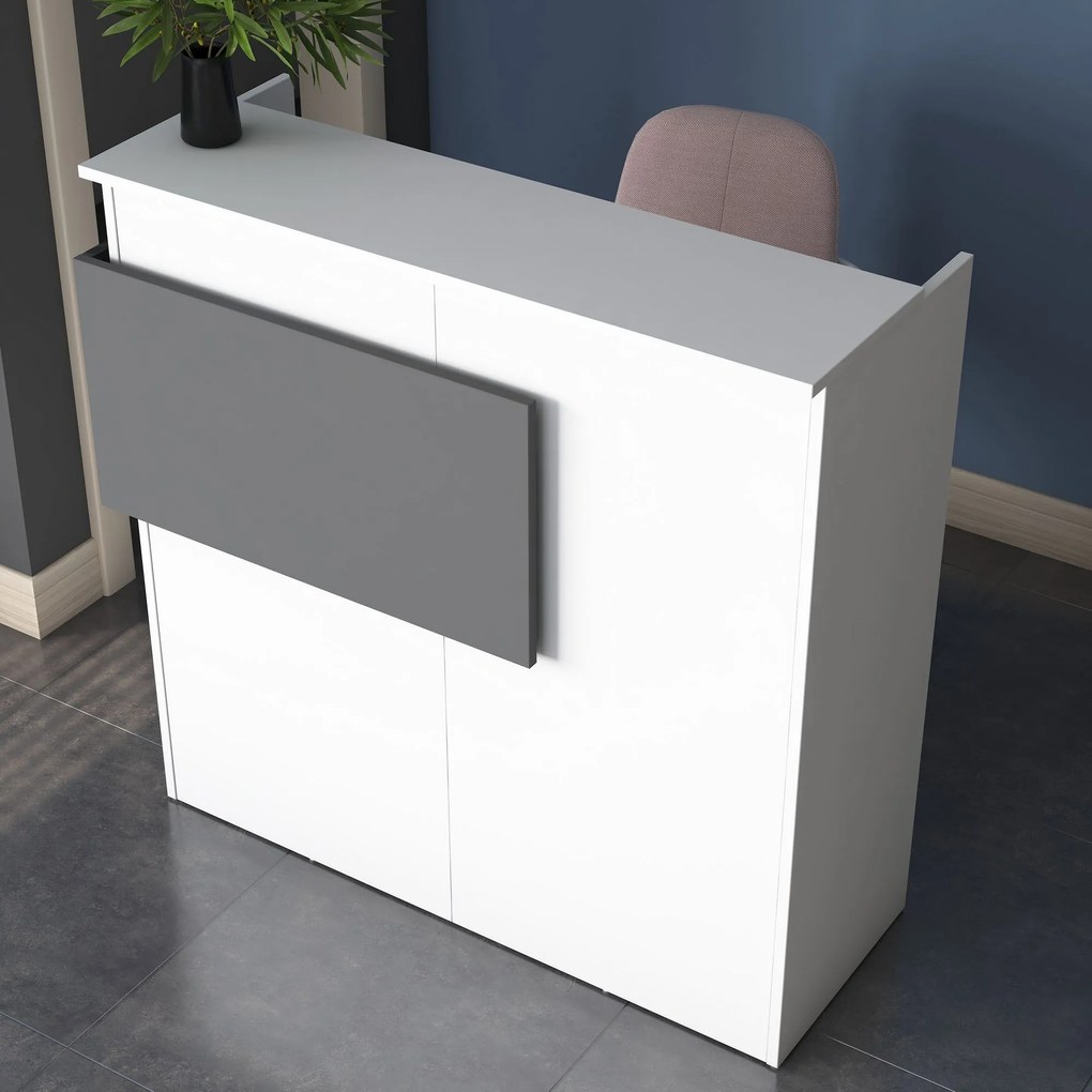 Рецепционна маса MA102, цвят Бял Антрацит