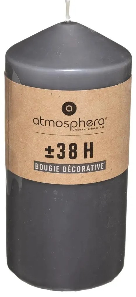 Свещ без аромат atmosphera Hugo, Кръгла, 7x13 cm - Тъмносив