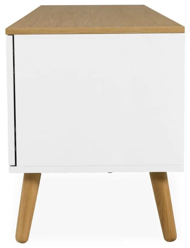 Бяла маса за телевизор с дъбови крака, широчина 192 cm Dot - Tenzo
