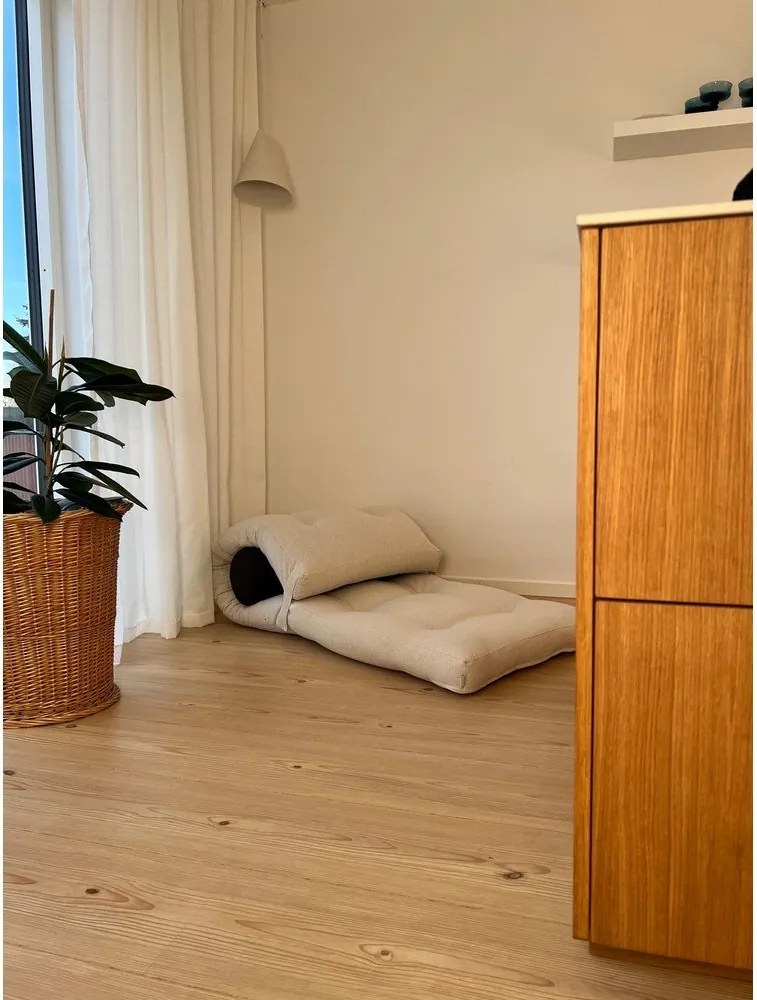 Сив и бежов матрак за футон 70x200 cm Обвивка бежов лен/тъмносиво - Karup Design