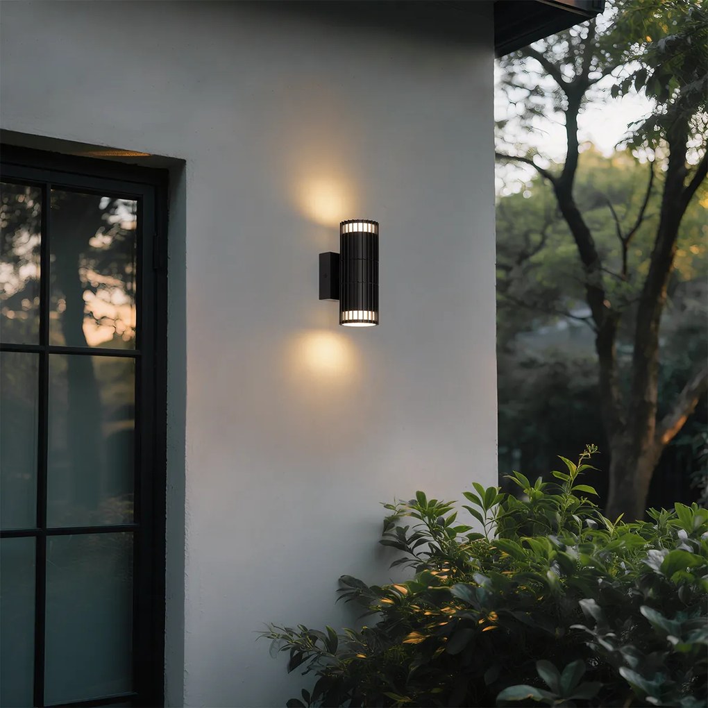 Дизайнерска външна стенна лампа черна 2-светлина IP44 - Boris