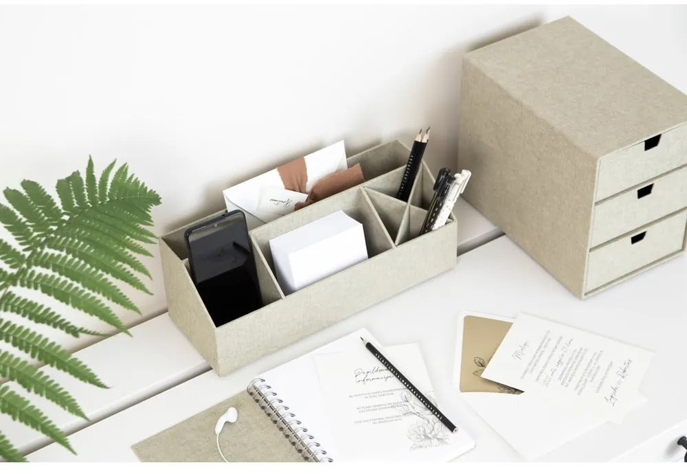 Бежова кутия за чекмеджета с 3 отделения Ingrid - Bigso Box of Sweden