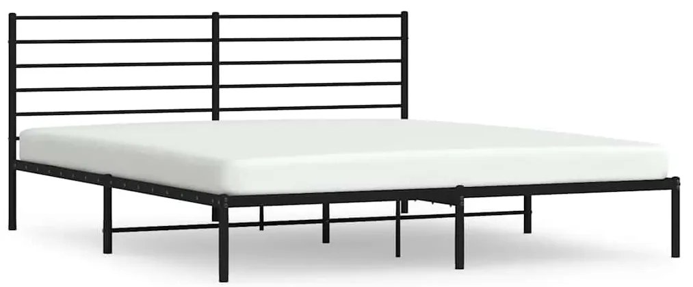 352326 vidaXL Метална рамка за легло с горна табла, черна, 200x200 см