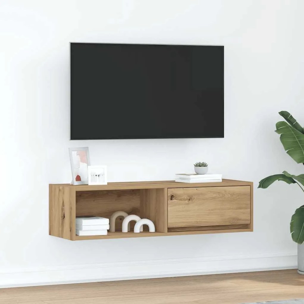 861488 vidaXL ТВ шкаф дъб артизан 100x31x25,5 см Инженерна дървесина
