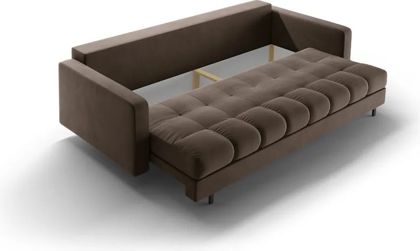 Кафяв кадифен разтегателен диван с място за съхранение 222 cm Bali – Cosmopolitan Design