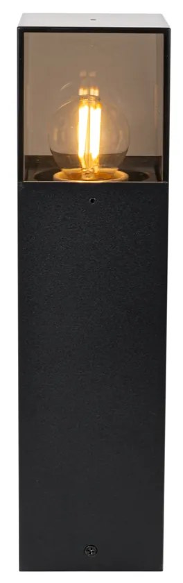 Стойка за външна лампа черна с димен абажур 30 см - Denmark