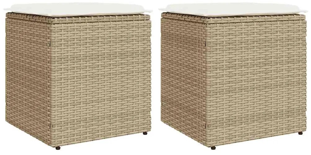 4104043 vidaXL Градински табуретки с възглавници 2 бр. бежови 40x40x43 cm