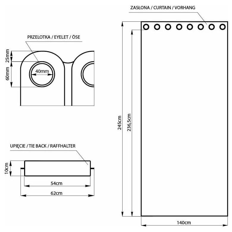 Кремаво затъмняващо перде 140x245 cm Eyelets – Restilo