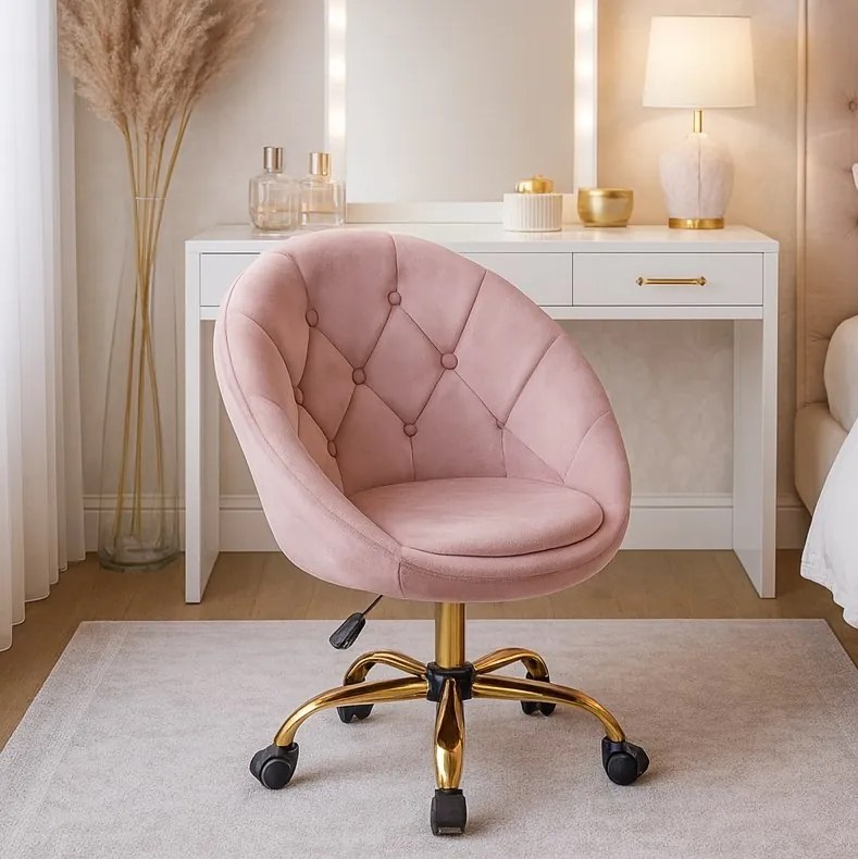 Кадифен офис стол RUNDO розова