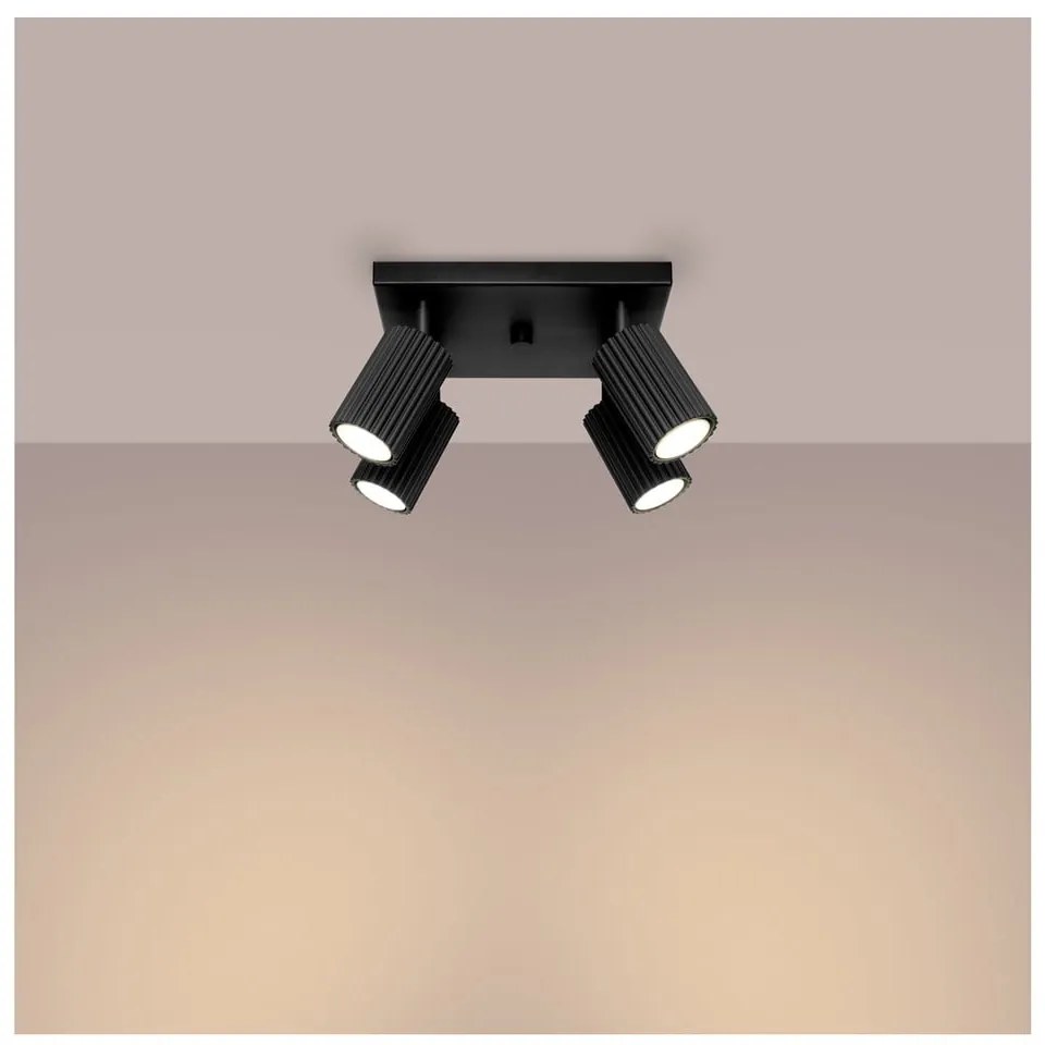 Черно осветително тяло за таван 25x25 cm Gleam – Sollux