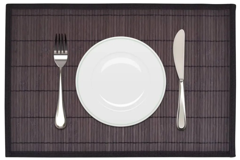 242110 vidaXL 242110 6 Bamboo Placemats 30 x 45 cm Dark Brown