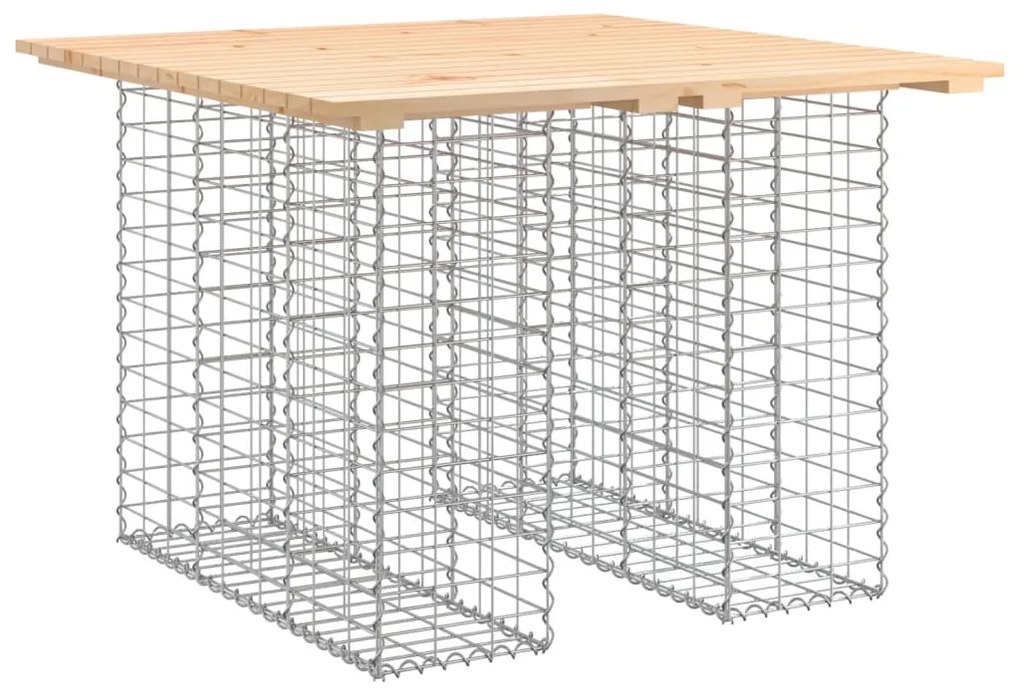 834371 vidaXL Градинска маса, дизайн от габион, 100x102x72 см, масивна дървесина, бор