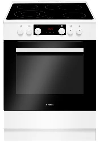 Готварска печка Hansa FCCW 69493, 2000W, 65 Л, Клас А, 10 функции, Тройно стъкло, Бял/черен