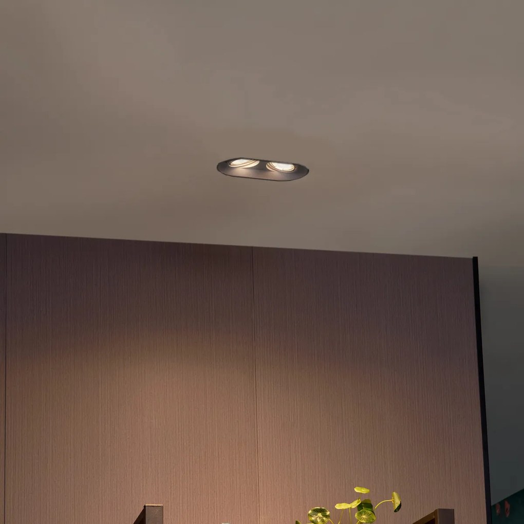 Кръгъл вграден прожектор черен GU10 50mm 2-светлина - Hubs