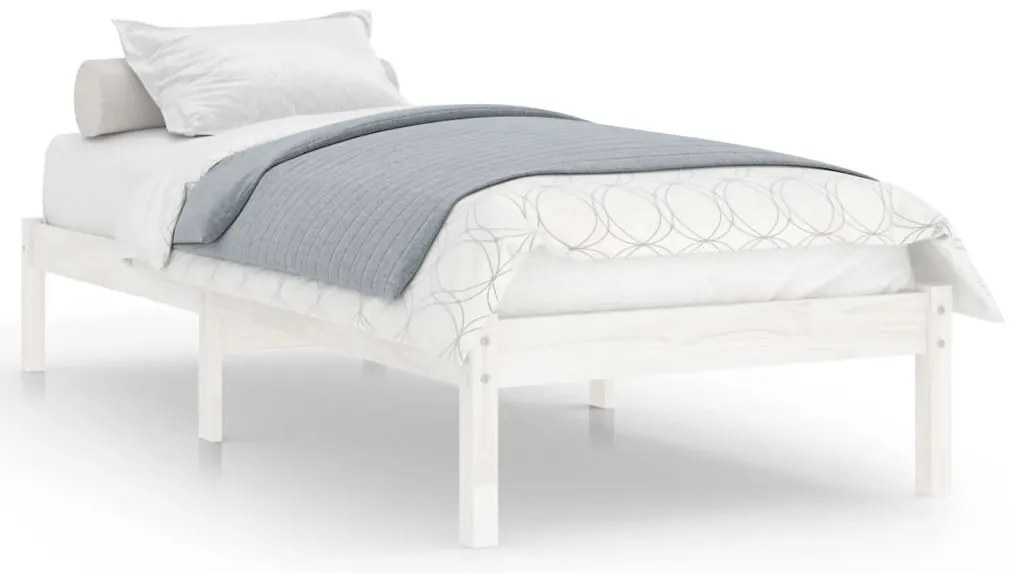 809983 vidaXL Рамка за легло, бяла, бор масив, 90x190 см, Single