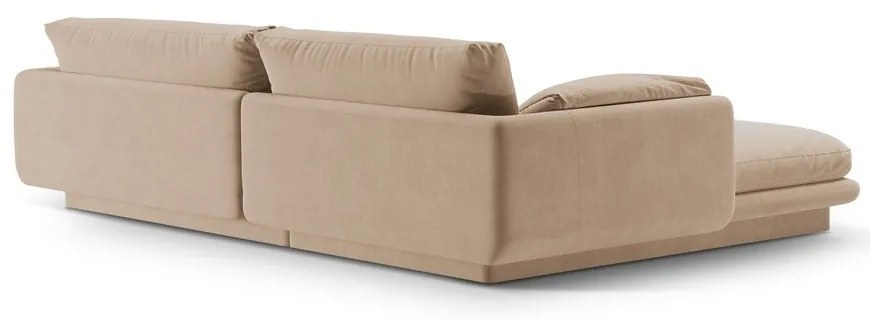 Бежов кадифен ъглов диван (десен ъгъл) Torino – Micadoni