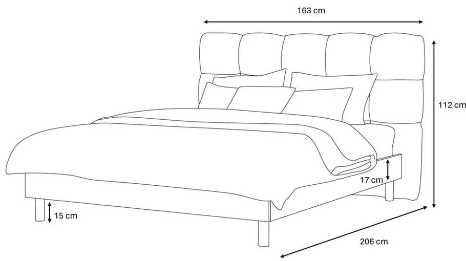 Бежово двойно тапицирано легло с включена подматрачна рамка 140x190 cm Kumo – Bobochic Paris