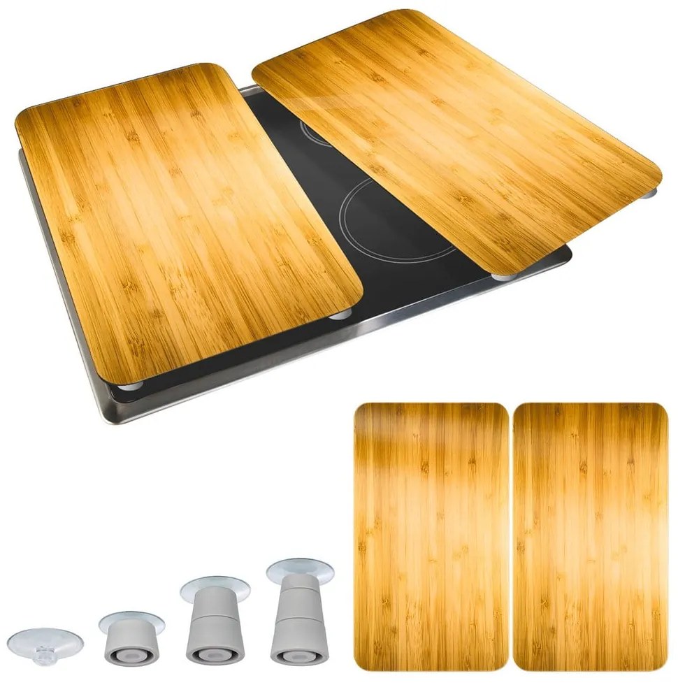 Капаци за печка 2 бр. от закалено стъкло 52x30 cm Wooden – Maximex