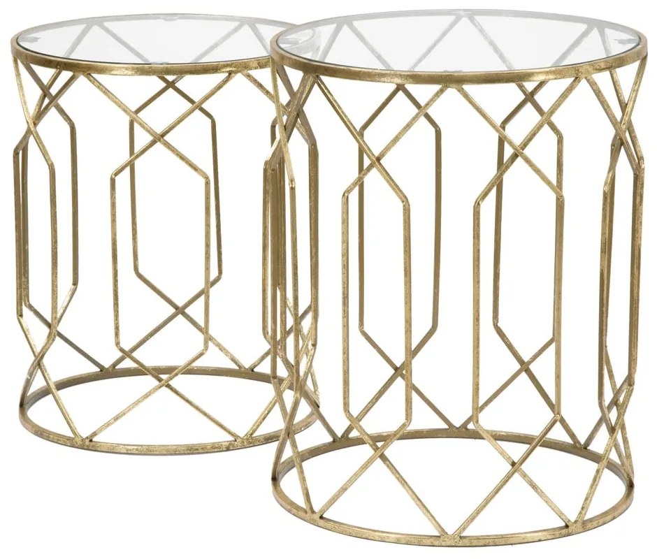 Кръгли странични маси със стъклен плот в комплект от 2 броя ø 42 cm Tunisi - Mauro Ferretti