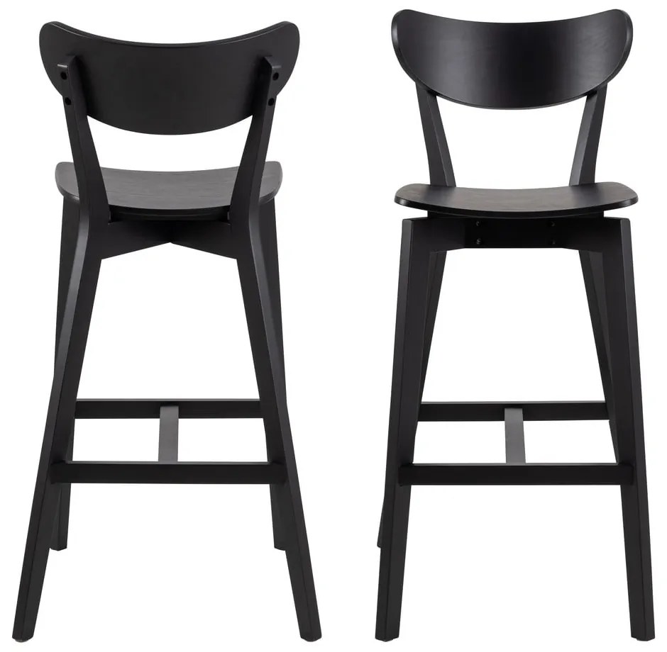 Черни дървени бар столове от каучук в комплект от 2 броя 105 см Roxby - Actona