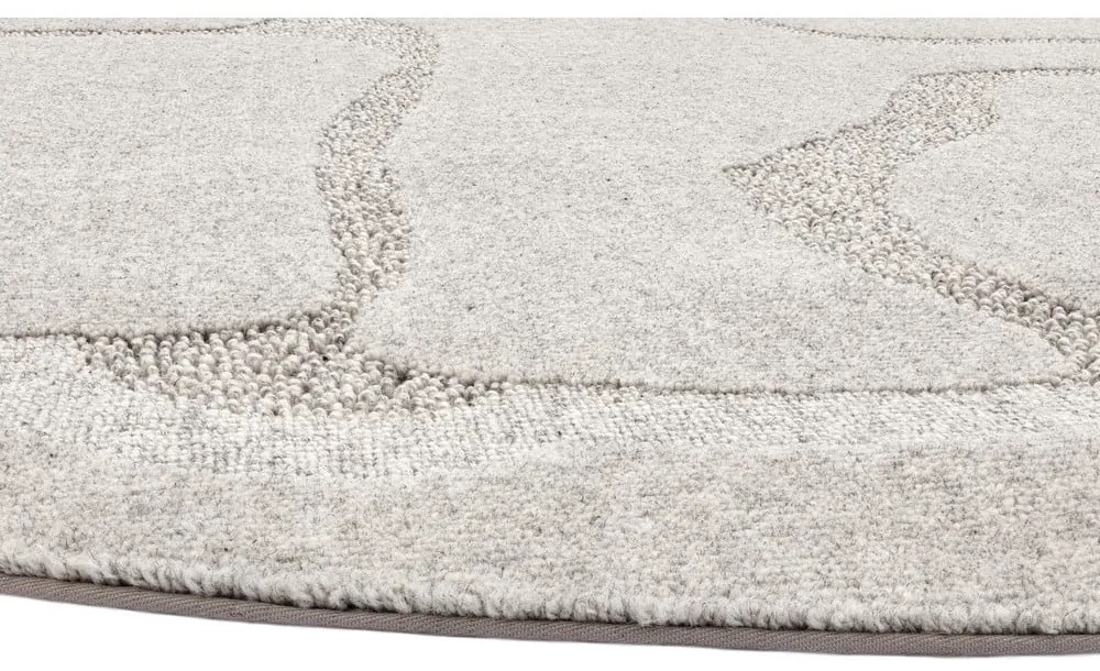 Светлосив вълнен кръгъл килим ø 133 cm Morphic Organica – Agnella