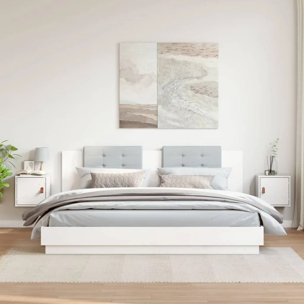 818358 vidaXL Стенни шкафове, 2 бр, бели, 31,5x30x30 см, бор масив