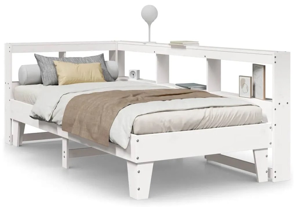 3324545 vidaXL Легло с етажерка за книги, без матрак, 100x200 см, бор масив