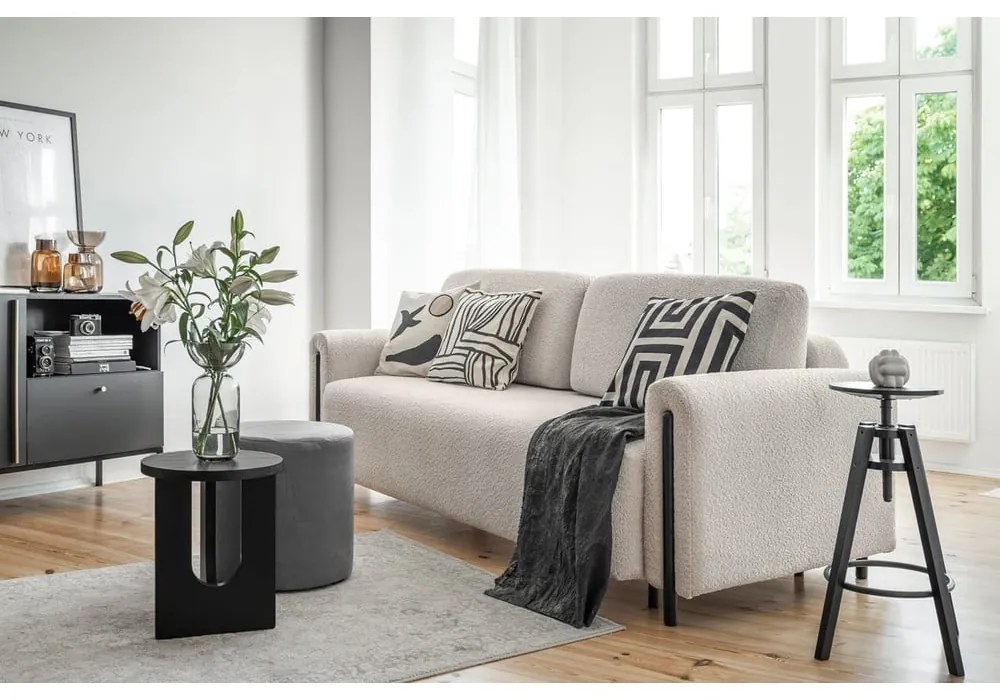 Бежов сгъваем/с място за съхранение диван от прежда с примки от букле 244 cm Arcadova – ELTAP