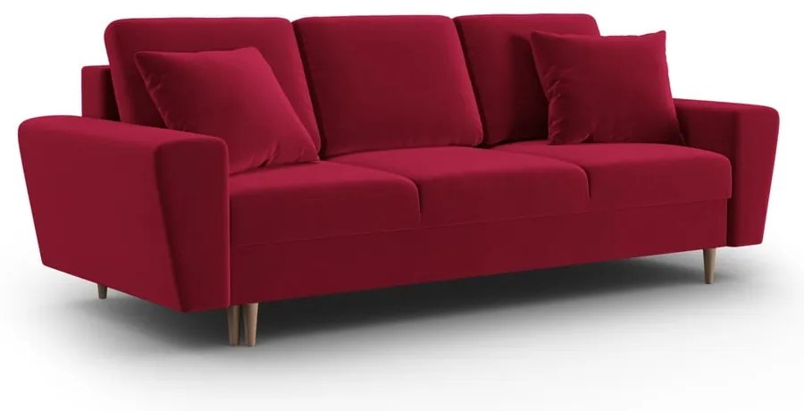 Червен кадифен разтегателен диван с място за съхранение 235 cm Kyoto – Cosmopolitan Design