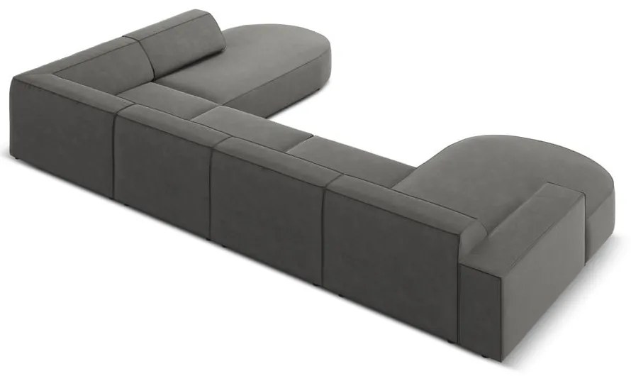 Ъглов диван от сиво кадифе (десен ъгъл) Jodie - Micadoni Home