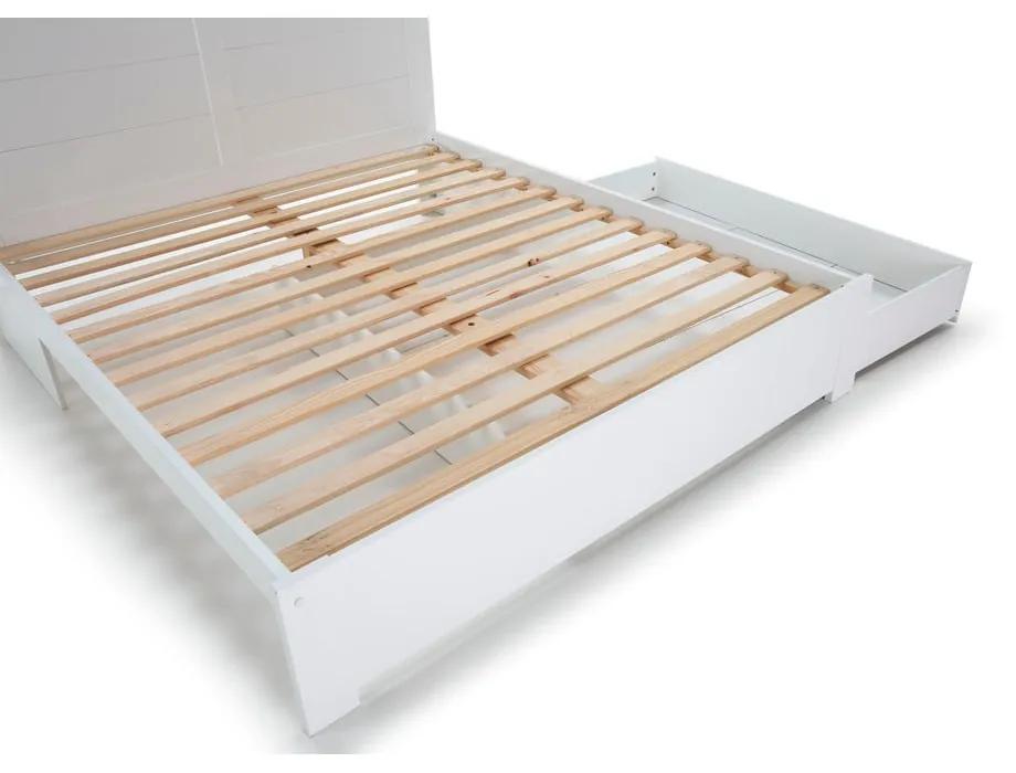 Бяло двойно легло с място за съхранение и решетка 160x200 cm Gabi - Marckeric